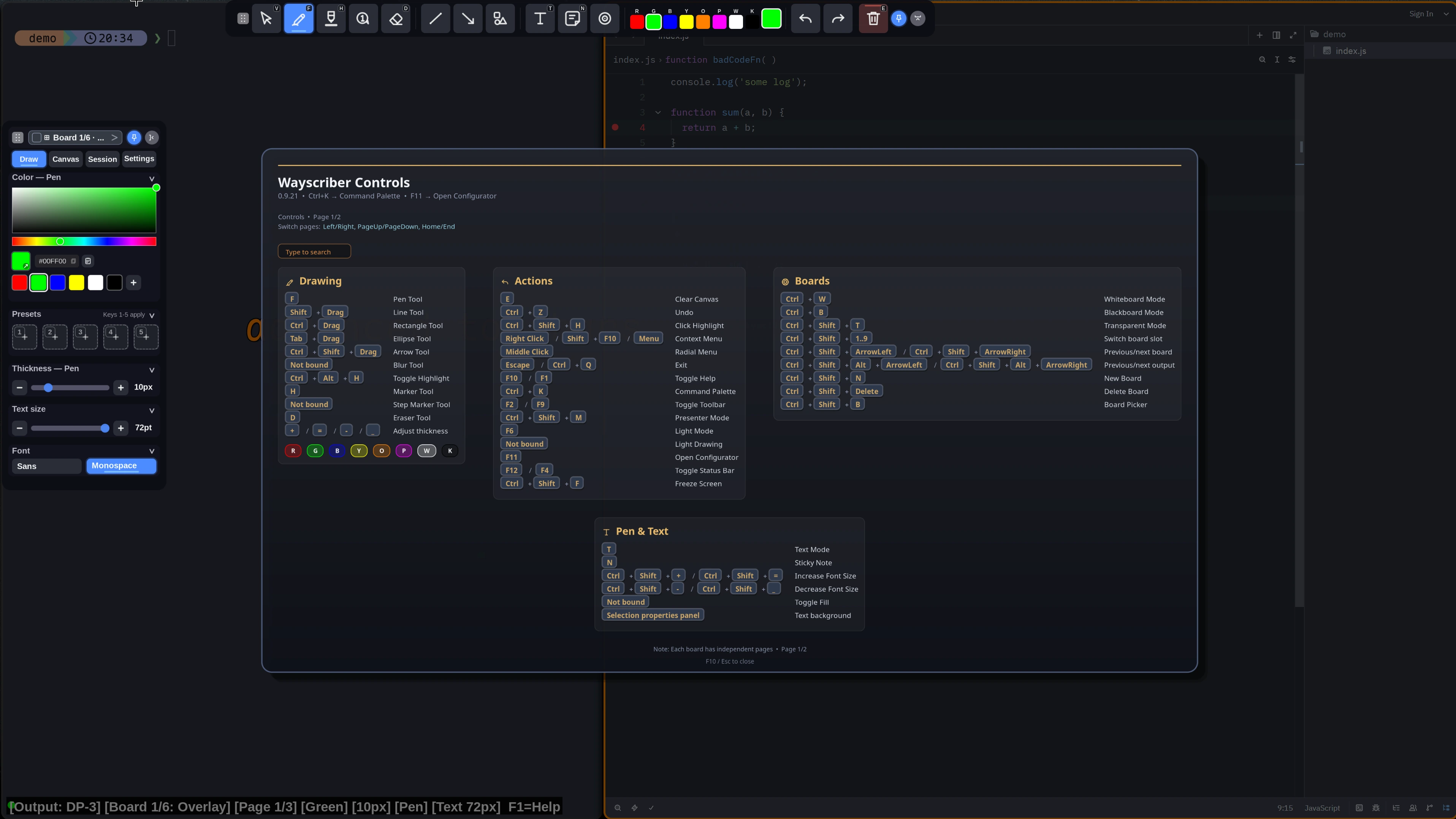 wayscriber built-in controls cheat sheet